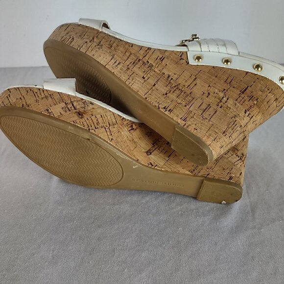 Tommy Hilfiger Madasen Cork Wedge White Leather 3.5 Heel Shoes Size 9.5 - Picture 5 of 11